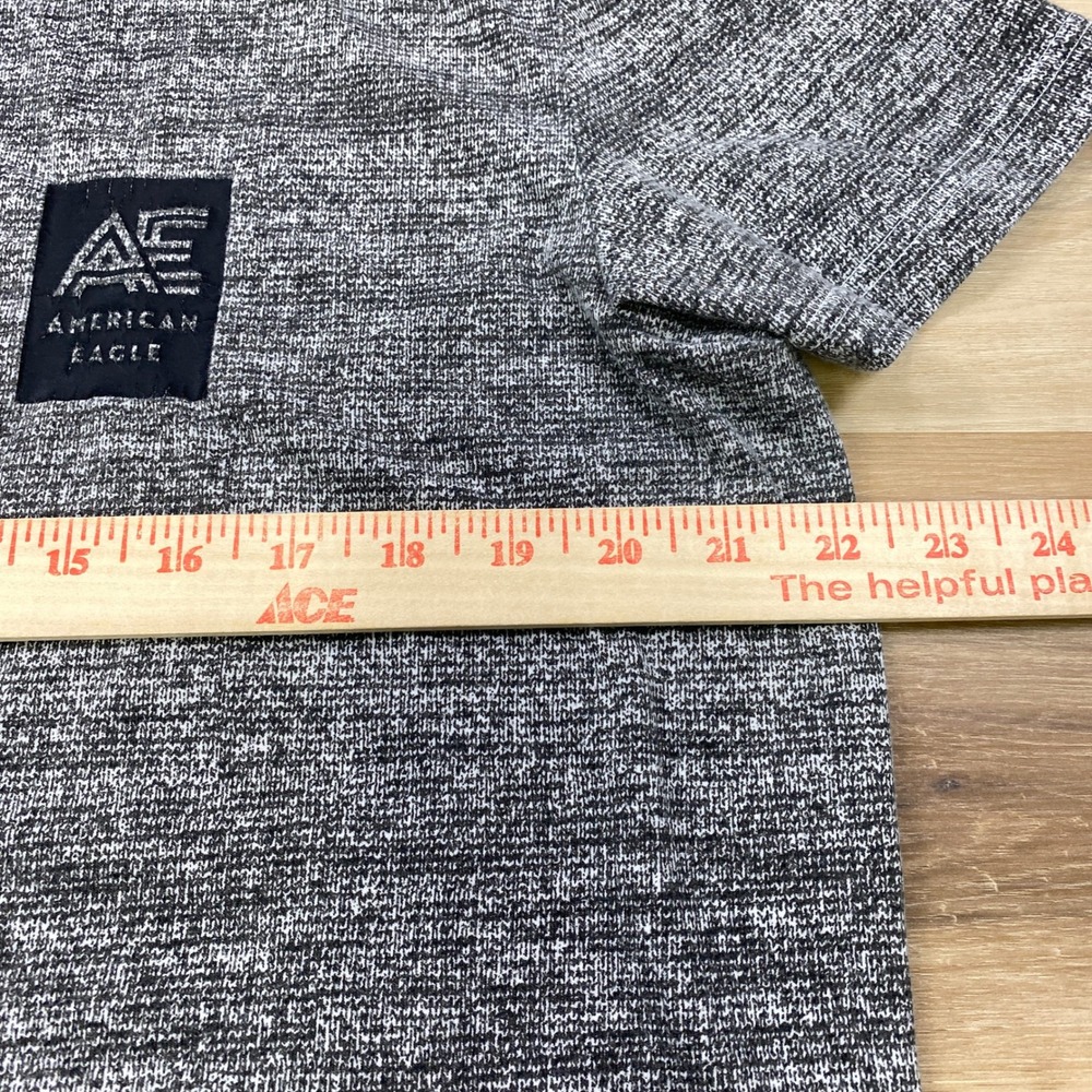 American Eagle T-Shirt Mens Large Minimalist Cotton Blend Space Dye Grey Casual - Picture 8 of 9